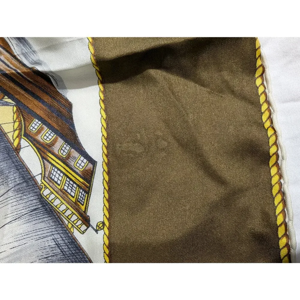 Gianantonio Silk Scarf Vintage Made in Italy Boats Ship Nautical Lantern Compass